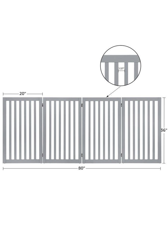 Unipaws Flat Wooden Gray Freestanding Dog Gate, 20"-80" W X 36" H - Image 4