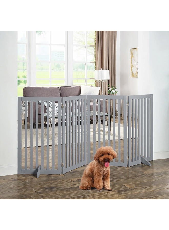 Unipaws Flat Wooden Gray Freestanding Dog Gate, 20"-80" W X 36" H - Image 2