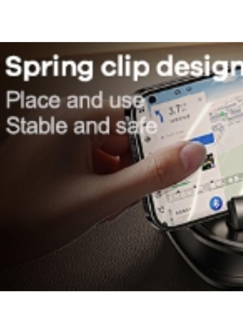 Remax Mena - Car Dashboard Phone Holder, 360 Free Rotation, Car Phone Mount Interior Accessories, Spring Clip design, For Automotive (Black) - Image 1
