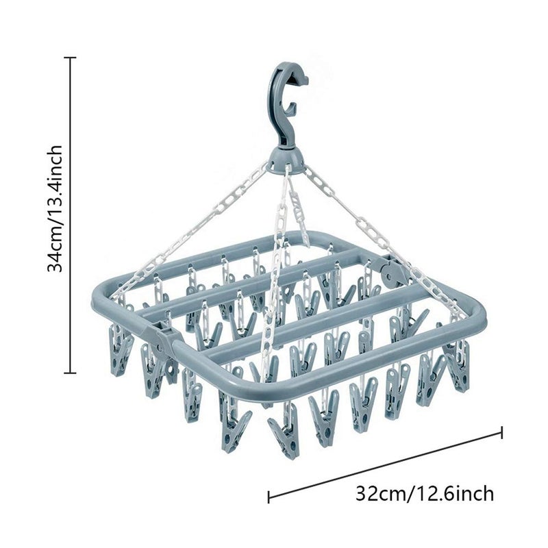 alladaga Clothes Drying Hanger with 32 Clips and Drip Foldable Hanging Rack (Light Blue) - Image 2
