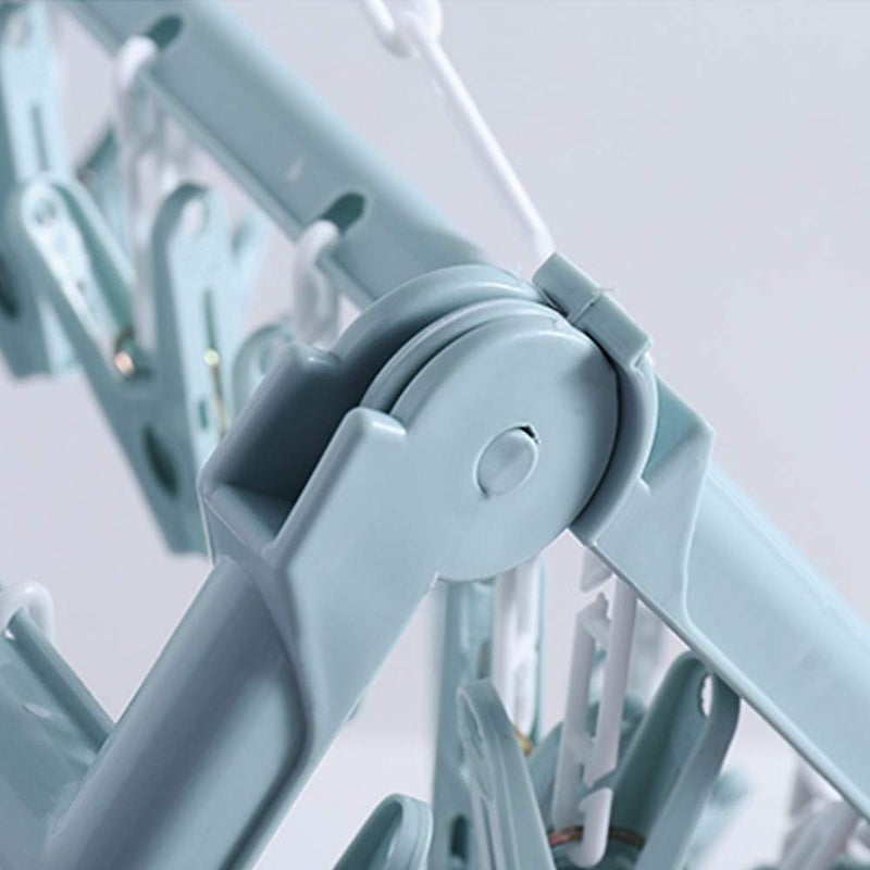 alladaga Clothes Drying Hanger with 32 Clips and Drip Foldable Hanging Rack (Light Blue) - Image 4