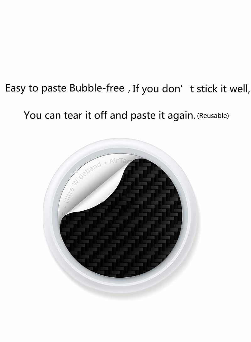 Excefore Carbon Fiber Protective Films Compatible for Airtags Tracker,Anti-Scratch Anti-Fingerprint Waterproof Front Back Film Skin Sticker (Black,2 Pairs) - Image 2