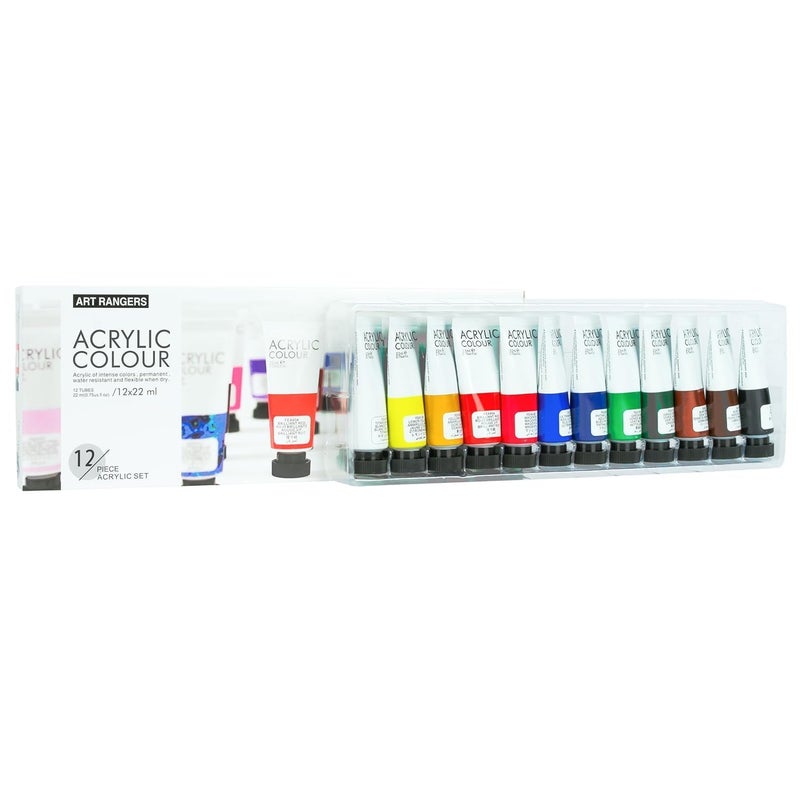 Art Ranger Acrylic Paints, Set Of 12 Colors (22 ml Each) | Non-Toxic, Fast Drying & Water-Resistant | Ideal for Artists, Students, and Beginners - Image 4