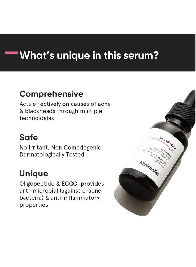MINIMALIST Minimalist 2% Salicylic Acid Serum For Acne, Blackheads & Open Pores | Reduces Excess Oil & Bumpy Texture | BHA Based Exfoliant for Acne Prone or Oily Skin  - Image 3