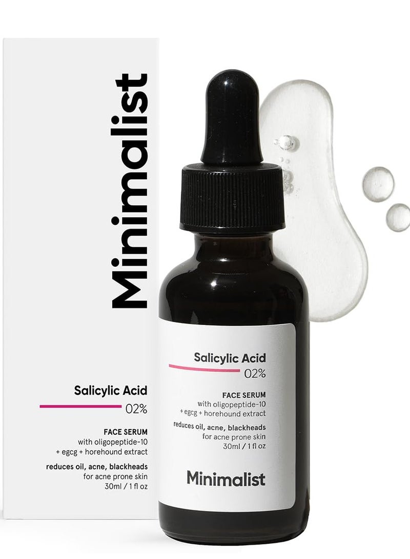 منيماليست مصل حمض الساليسيليك بنسبة 2% لحب الشباب والرؤوس السوداء والمسام المفتوحة | يقلل من الزيوت الزائدة والملمس الوعر | مقشر يعتمد على BHA للبشرة المعرضة لحب الشباب أو البشرة الدهنية - Image 1