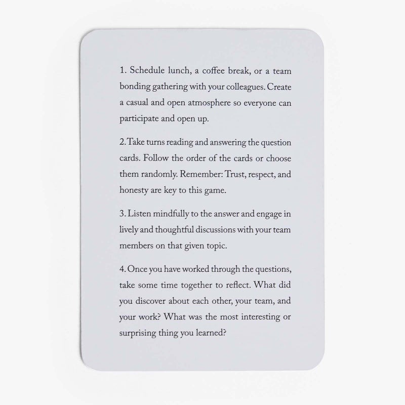 Intelligent Change Teams Get Closer Question Game, Conversation Cards for Team Culture and Bonding, Fun Talking Card Game for Colleagues, Icebreaker Activity 52 Question Cards - Image 5