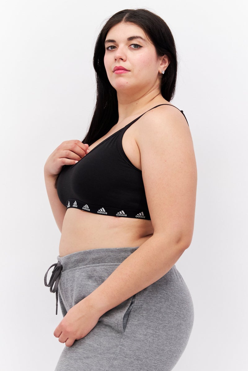 Adidas Women Brand Logo Non Padded Sports Bra, Black - Image 4