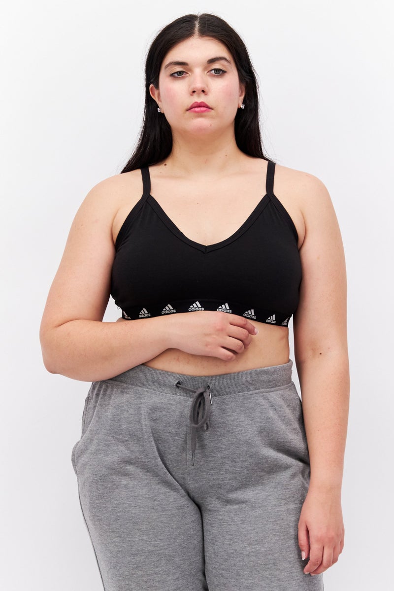 Adidas Women Brand Logo Non Padded Sports Bra, Black - Image 1