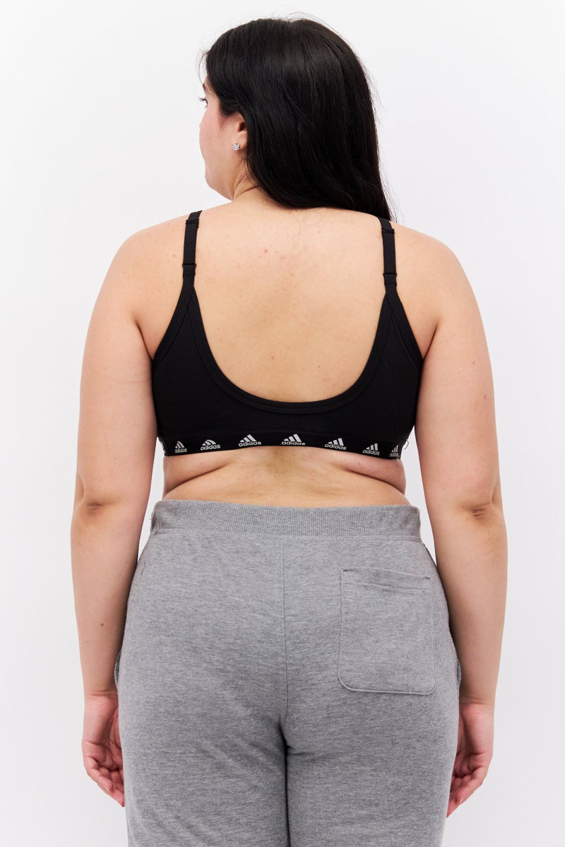 Adidas حمالة صدر رياضية نسائية بشعار العلامة التجارية، سوداء - Image 2