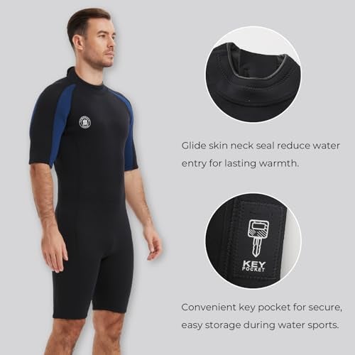Lemorecn Wetsuits Mens Premium Neoprene Diving Suit 3mm Shorty Jumpsuit(3035,2XL) - Image 3