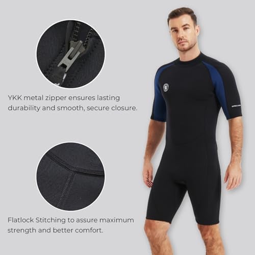 Lemorecn Wetsuits Mens Premium Neoprene Diving Suit 3mm Shorty Jumpsuit(3035,2XL) - Image 4