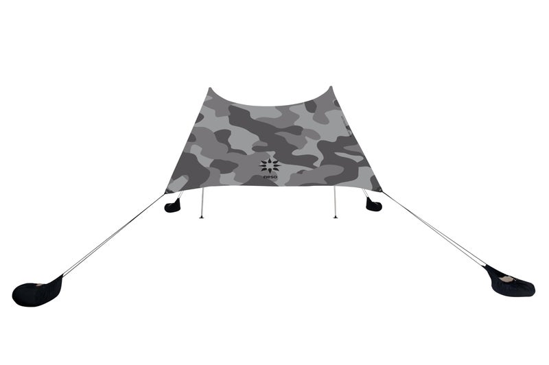 Neso Grande Portable Beach Tent Sun Shelter - Lightweight Beach Shade Canopy - Easy Setup for Family Outings - Patented Reinforced Corners - UPF 50+ Sun Protection - 7ft Tall, 9 x 9ft - Grey Camo - Image 1