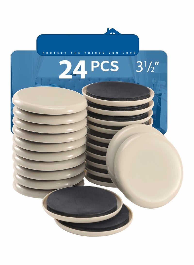 Y&D Furniture Sliders for Carpet 24 Pack Heavy Duty Moving Pads, 3.5 Inch Reusable Movers Protect Surfaces - Image 1