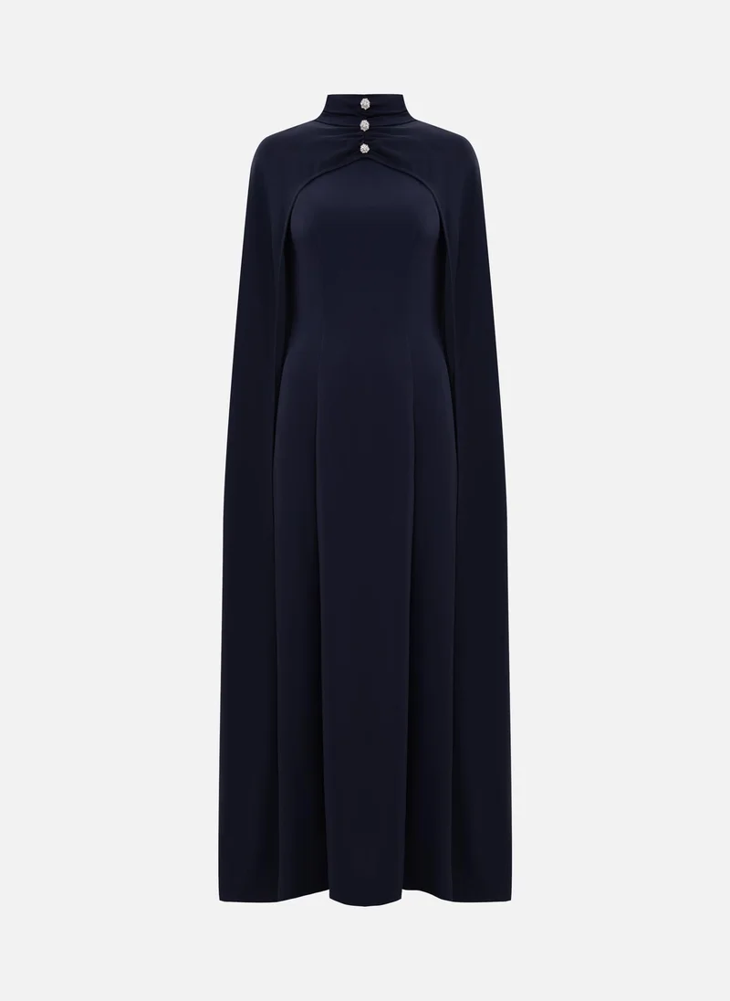Lichi Fitted maxi dress with floor-length cape