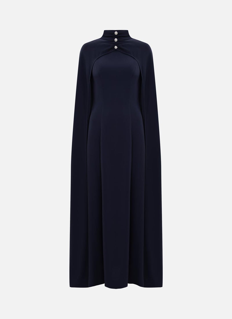 Lichi Fitted maxi dress with floor-length cape - Image 2