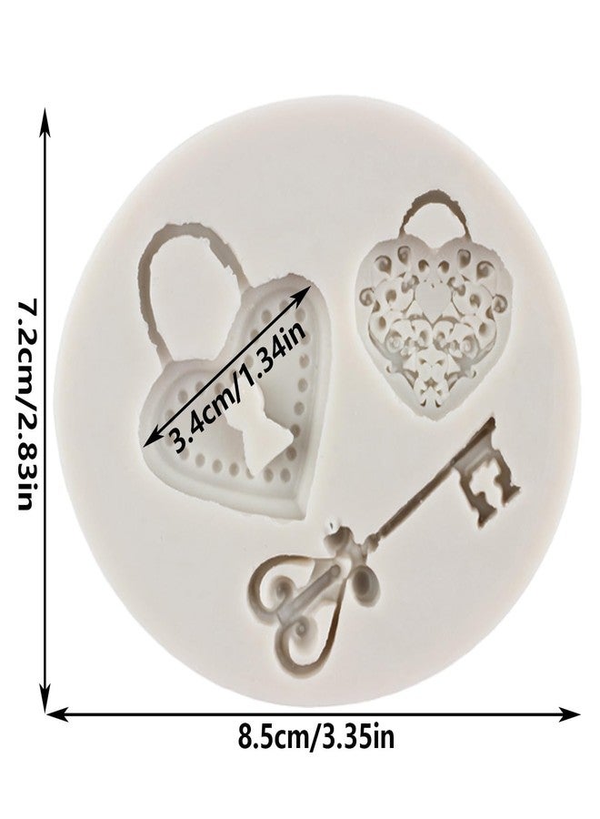 YANQINMS Vintage Key Fondant Molds Heart Lock Silicone Chocolate Molds Love Keys Candy Molds For Sugar Cake Decorating Cupcake Topper Gum Paste Polymer Clay - Image 2
