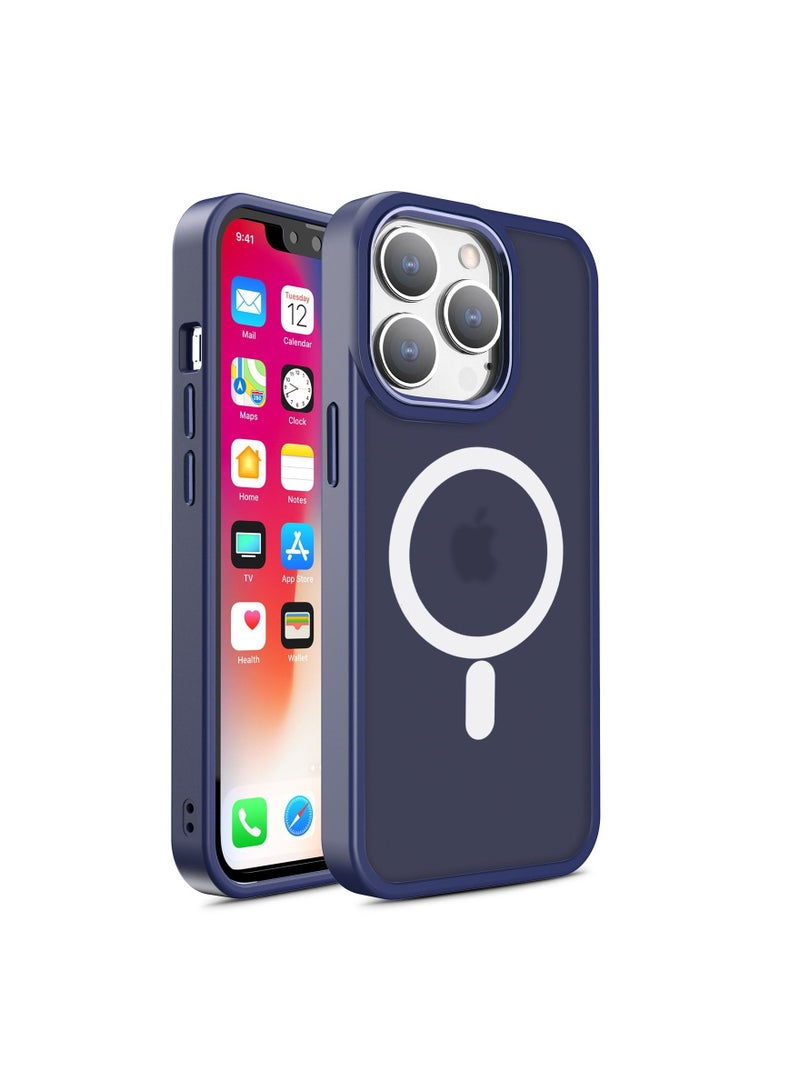 HEXABEX حافظة آيفون 14 برو، غطاء خلفي واقي غير لامع مع حافظة ماغسيف لآيفون 14 برو أزرق 6.1" - Image 1