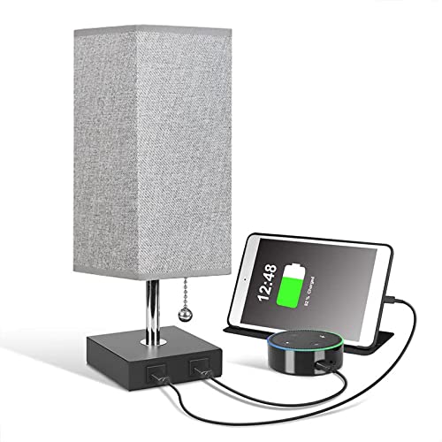 GLOWSERIE Night Lamp for Bedroom - Bedside Light with Square Fabric Shade, Unique Table and Desk Lamp for Nightstand, Living Room, Office - Image 2