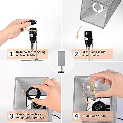 GLOWSERIE Night Lamp for Bedroom - Bedside Light with Square Fabric Shade, Unique Table and Desk Lamp for Nightstand, Living Room, Office - Image 4