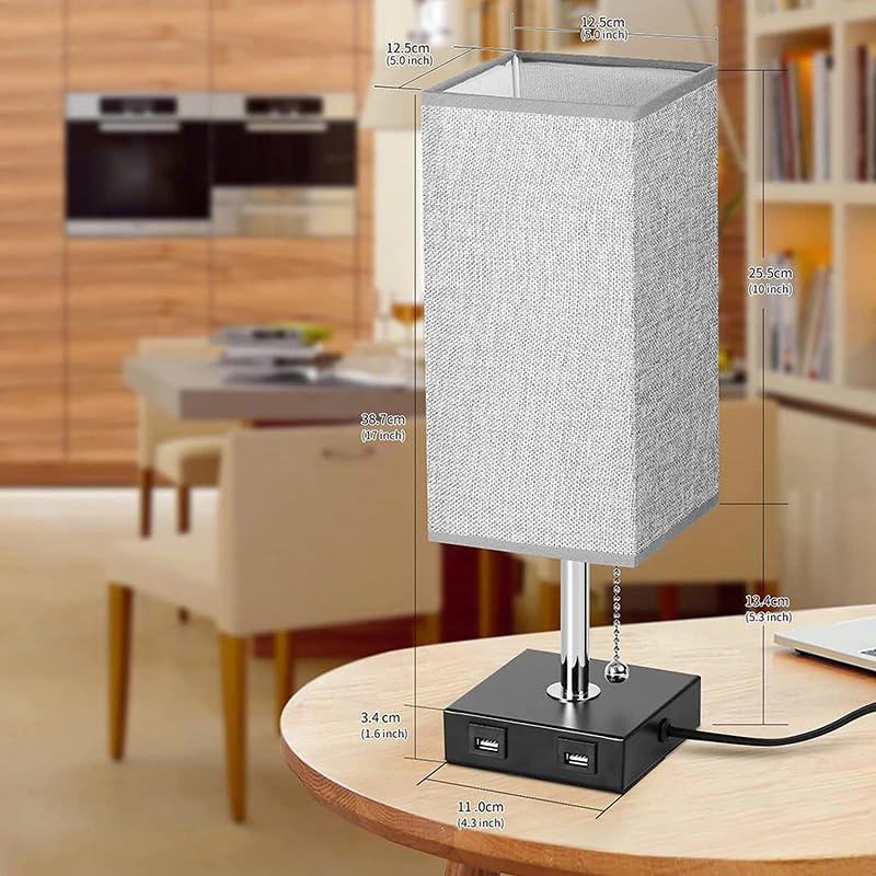 GLOWSERIE Night Lamp for Bedroom - Bedside Light with Square Fabric Shade, Unique Table and Desk Lamp for Nightstand, Living Room, Office - Image 3