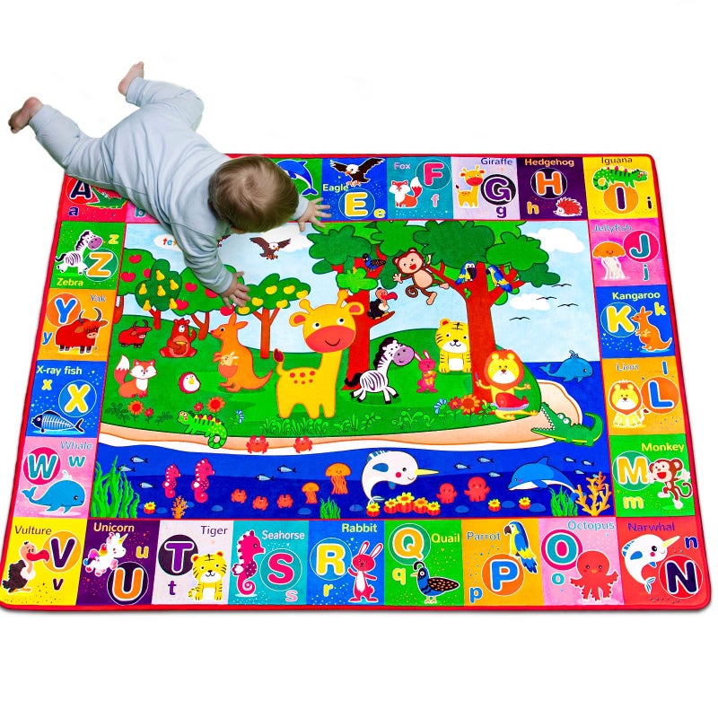 teytoy Baby Play Mat, Large Baby Mats for Floor Play Cotton Playmat for Toddlers Crawling Super Soft Thick (0.6cm), Foldable Non-Slip ABC Rug for Learning Animals - Image 1