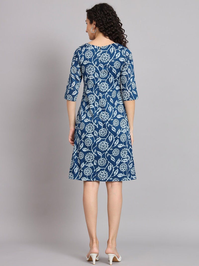 Powersutra A-Line Cotton Printed Dress - Blue for Women - Image 4
