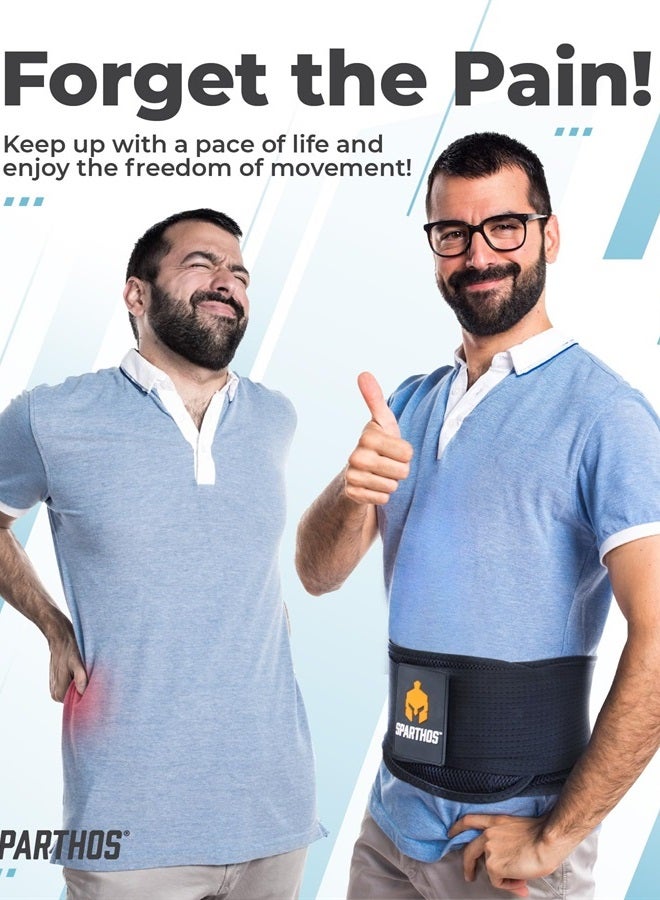 Sparthos Lumbar Support Belt - Immediate Relief from Back Pain, Sciatica, Herniated Disc - Breathable Brace With Lumbar Pad - Adjustable Lower Back Waist Brace - For Men & Women - (Plus Size, XXL) - Image 2