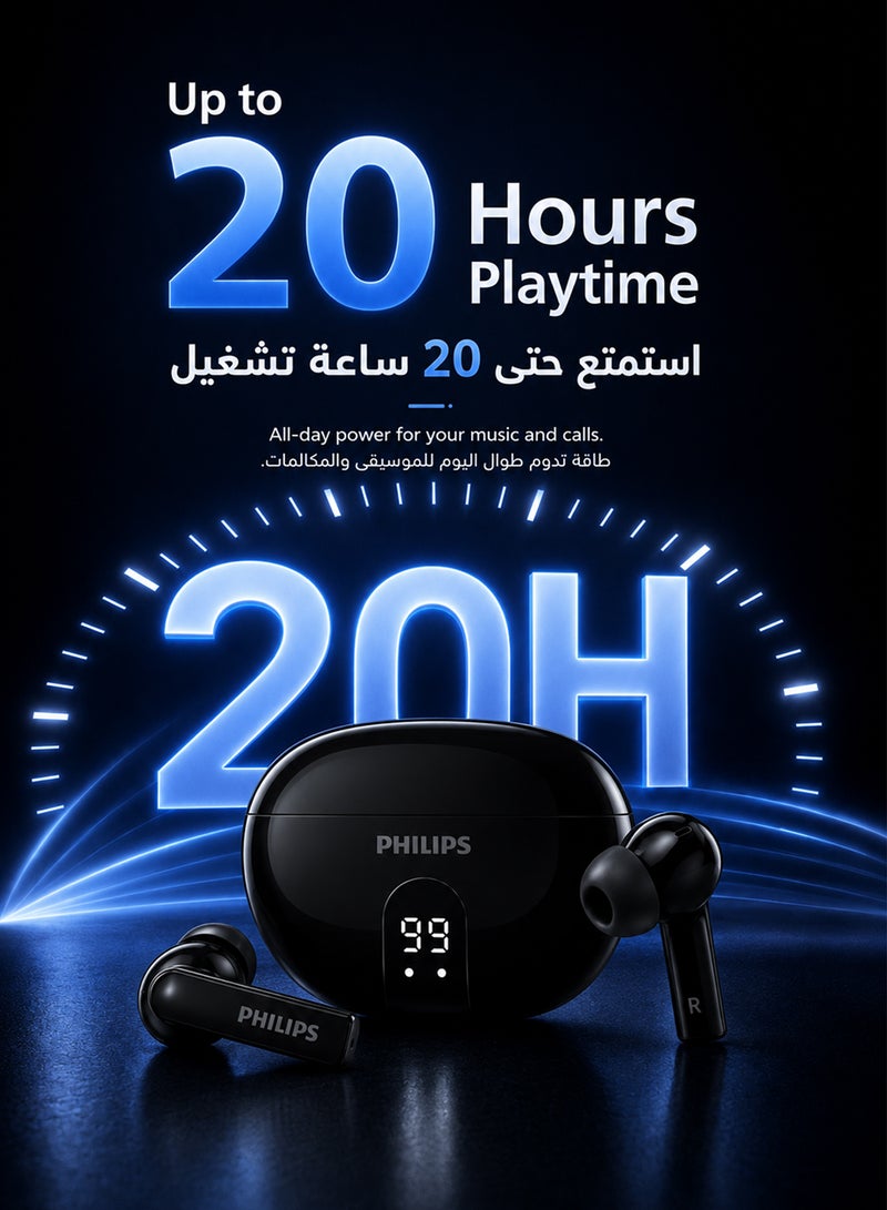 Philips TAT3559BK 3000 Series True Wireless Earbuds – Deep Bass Performance, Long-Lasting Battery Black - Image 4