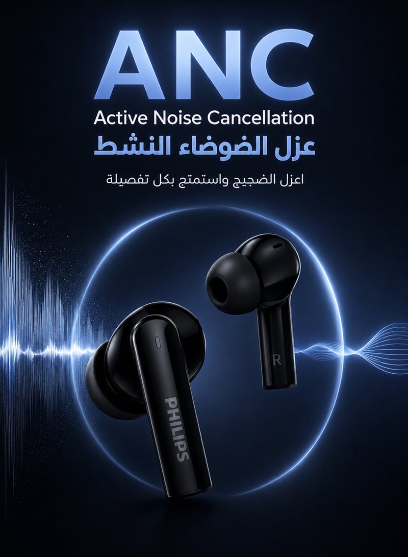Philips TAT3559BK 3000 Series True Wireless Earbuds – Deep Bass Performance, Long-Lasting Battery Black - Image 2