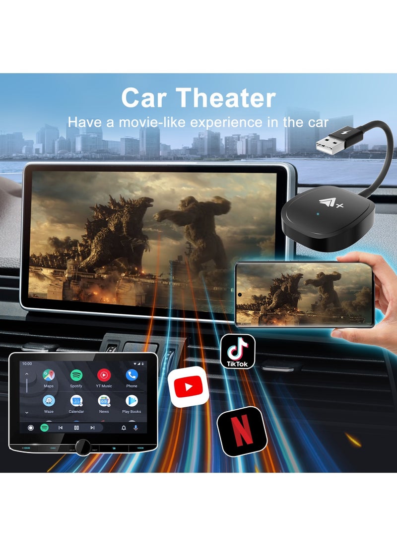 Boyi - Android Auto Wireless Adapter Supports Netflix, YouTube, and Tiktok Stream Media Play, for OEM Android Phones Converts Wired Android Auto to Wireless Plug & Play Wireless Android Auto Dongle for Cars - Image 1