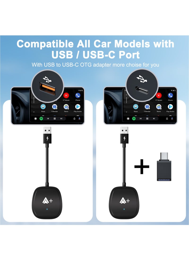 Boyi - Android Auto Wireless Adapter Supports Netflix, YouTube, and Tiktok Stream Media Play, for OEM Android Phones Converts Wired Android Auto to Wireless Plug & Play Wireless Android Auto Dongle for Cars - Image 1