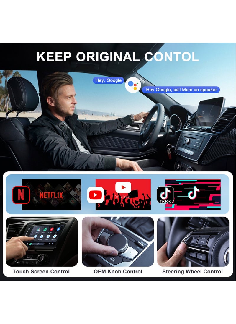 Boyi - Android Auto Wireless Adapter Supports Netflix, YouTube, and Tiktok Stream Media Play, for OEM Android Phones Converts Wired Android Auto to Wireless Plug & Play Wireless Android Auto Dongle for Cars - Image 1