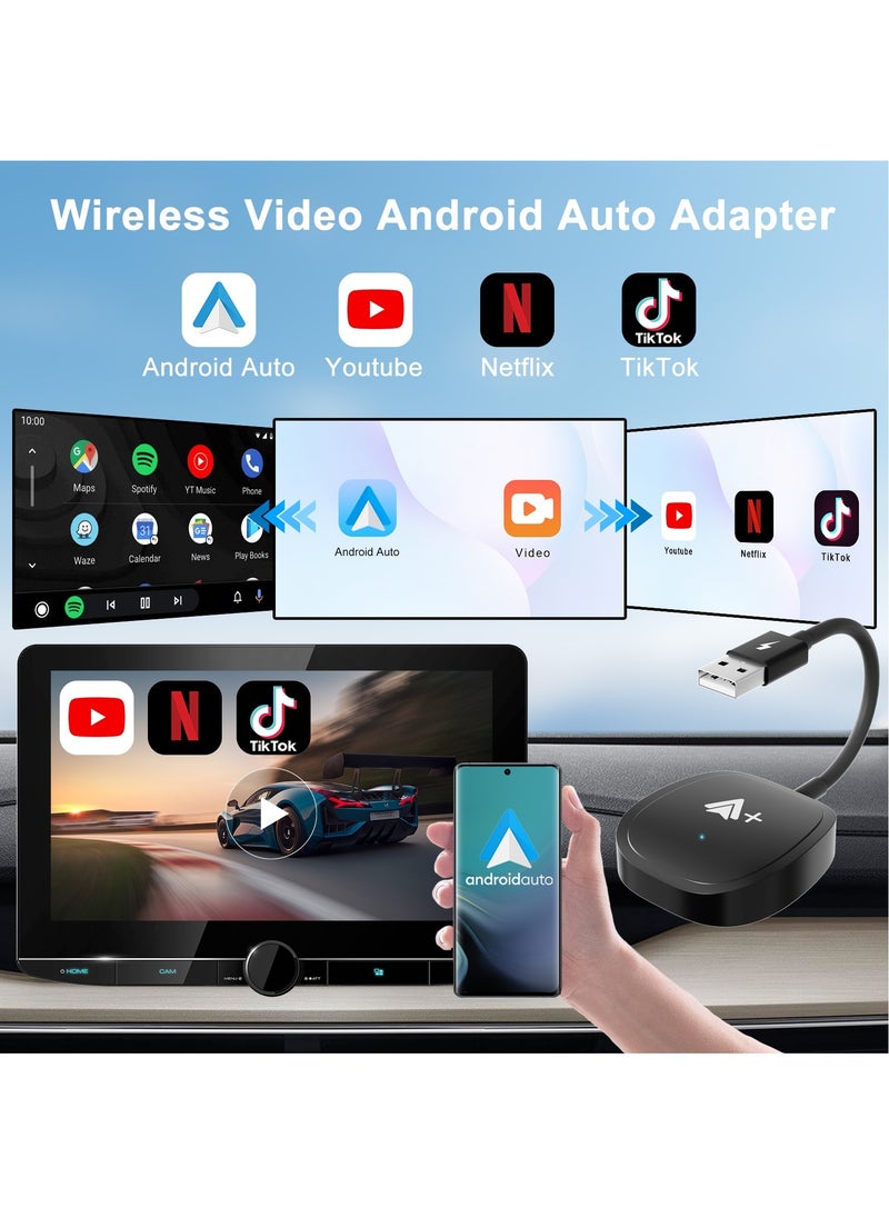 Boyi - Android Auto Wireless Adapter Supports Netflix, YouTube, and Tiktok Stream Media Play, for OEM Android Phones Converts Wired Android Auto to Wireless Plug & Play Wireless Android Auto Dongle for Cars - Image 1
