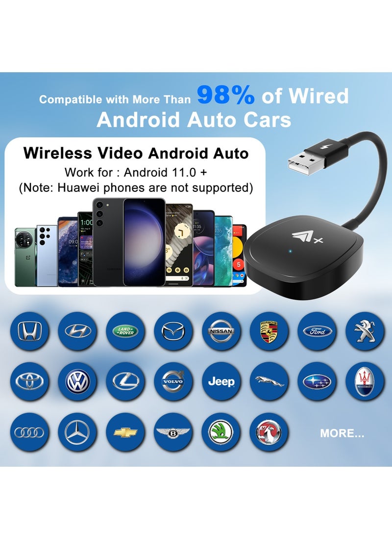 Boyi - Android Auto Wireless Adapter Supports Netflix, YouTube, and Tiktok Stream Media Play, for OEM Android Phones Converts Wired Android Auto to Wireless Plug & Play Wireless Android Auto Dongle for Cars - Image 1