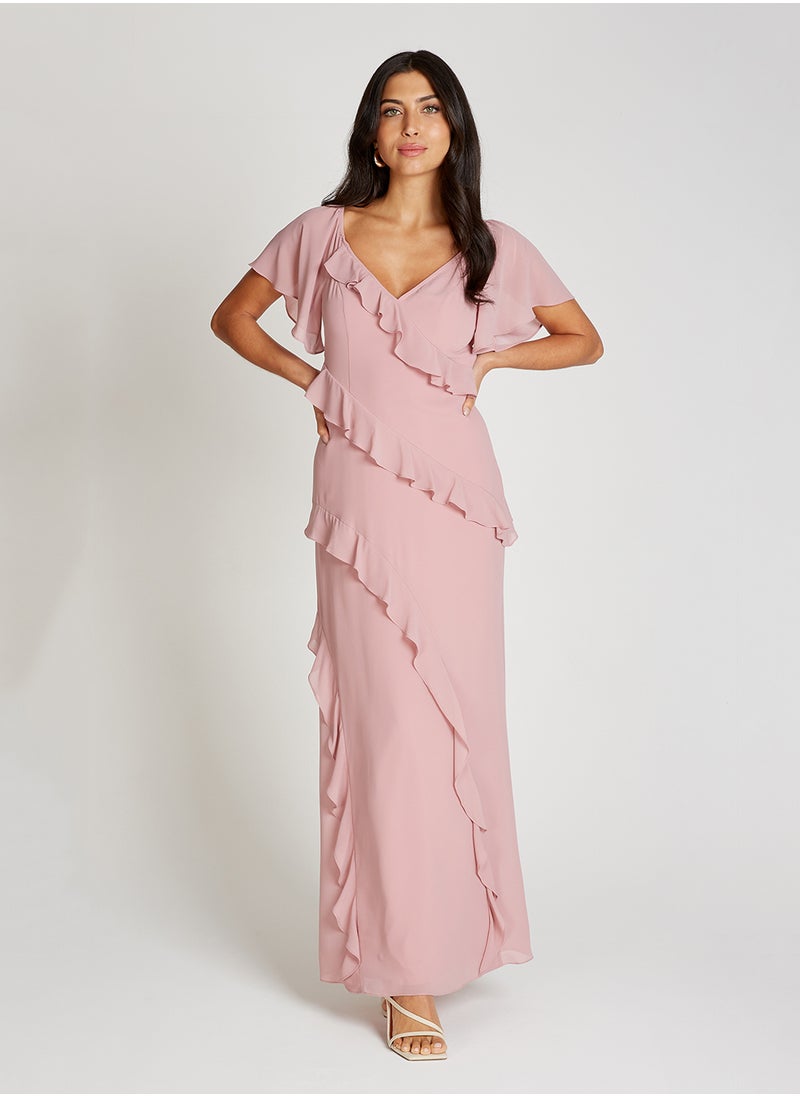 Little Mistress Ruffle Details Maxi Dress  - Image 1