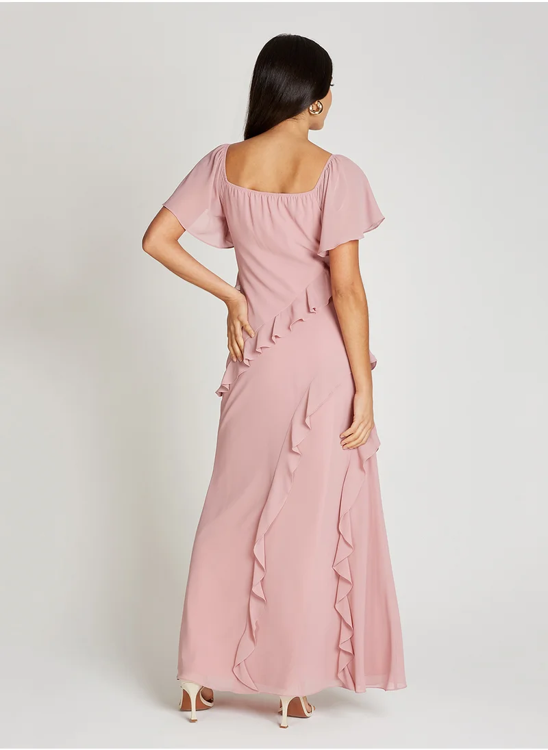 Little Mistress Ruffle Details Maxi Dress
