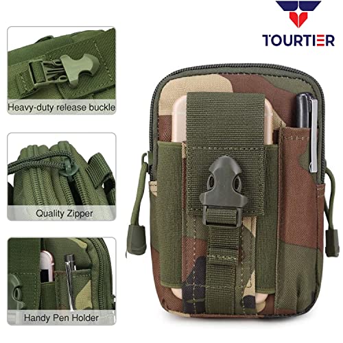 TOURTIER Tactical Molle Pouch, Compact Utility Belt Pouch, Military Army EDC Waist Bag with Cell Phone Holster for Sports, Hiking, Camping, Traveling (Military) - Image 3