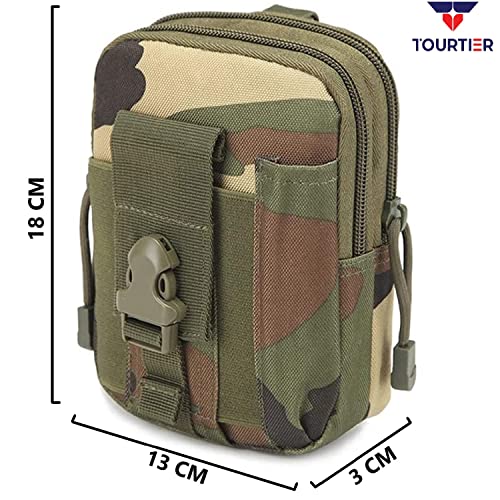 TOURTIER Tactical Molle Pouch, Compact Utility Belt Pouch, Military Army EDC Waist Bag with Cell Phone Holster for Sports, Hiking, Camping, Traveling (Military) - Image 2