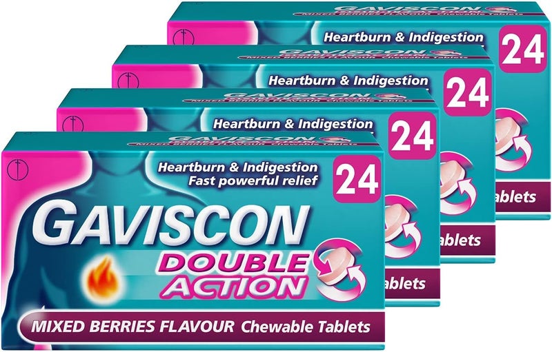 Gaviscon Double Action Heartburn Relief Mixed Berries 4Pack 96 Total Fast Soothing For Acid Reflux And Digestive Comfort - Image 1