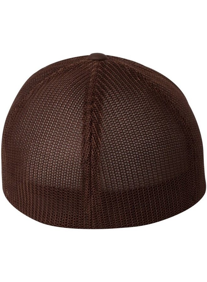 FLEXFIT Flex fit Trucker Mesh Fitted Cap, Brown, One Size - Image 2