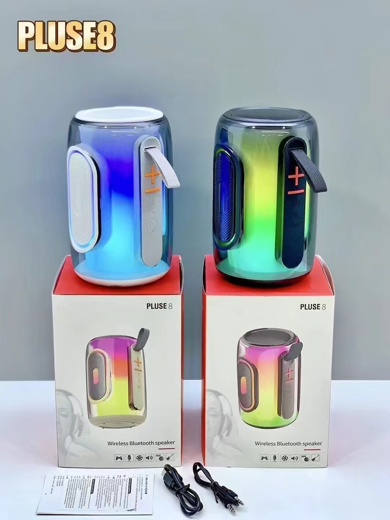 Pulse5 Full Screen Colorful Bluetooth Speaker with Mic P8 white - Image 1