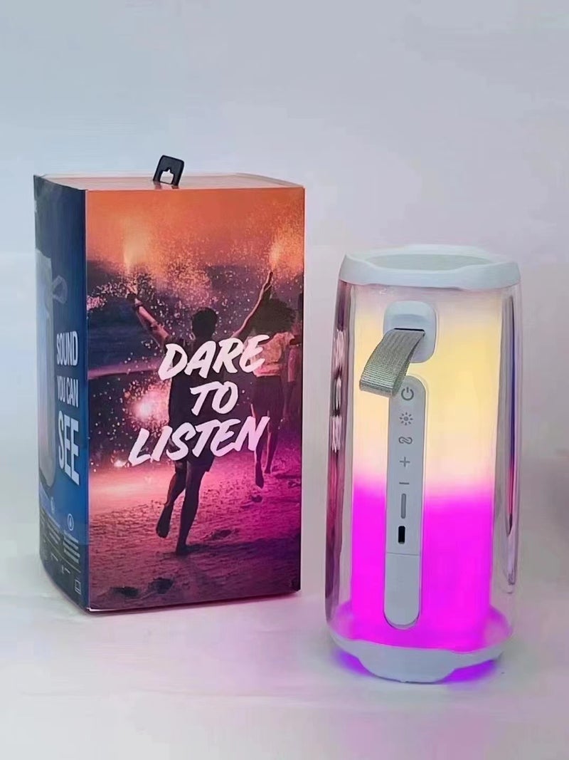 Pulse5 Full Screen Colorful Bluetooth Speaker with Mic P8 white - Image 3