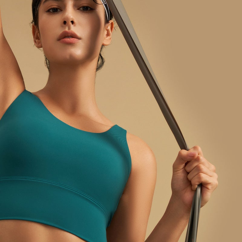 Lycra Yoga Deep V Sports Bra Tank with Pads Black Black - Image 4