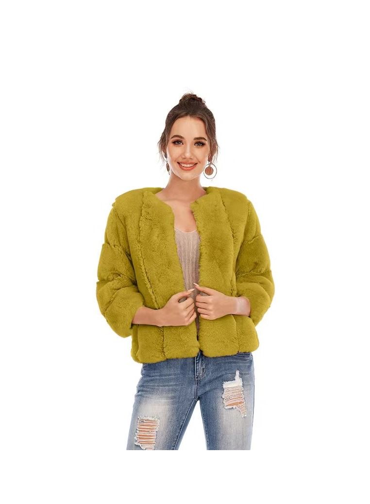 Women's New Fashion Autumn Winter Short Round Neck Coat