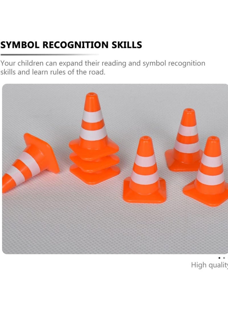 null - Miniature Traffic Cones Set of 14 Orange Roadblocks Perfect for Pretend Play and Sand Table Engineering Toys - Image 1
