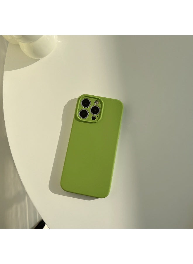 NIBEMINENT Liquid Silicone Solid Color Protective TPU Case Cover For iPhone 15 Pro, Mustard Green