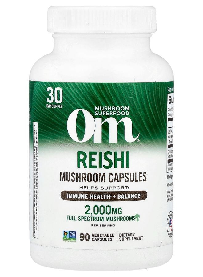 Om Mushrooms Reishi 90 Vegetable Capsules (667 mg per Capsule ) - Image 1