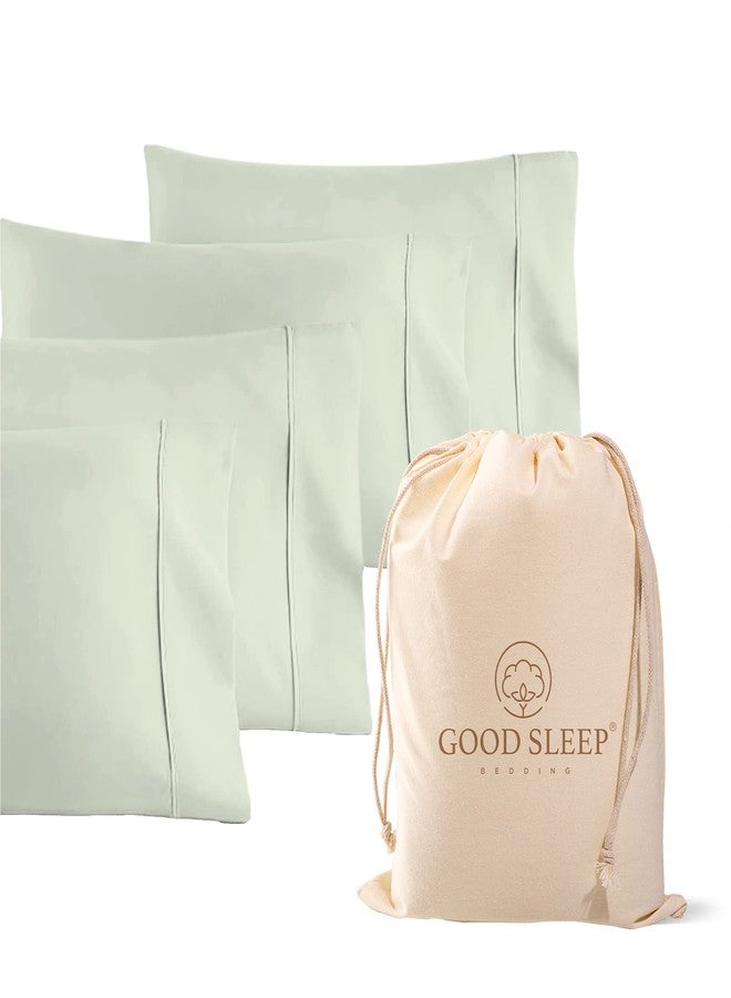Good Sleep Bedding 1000 TC Sage Standard Pillowcases Set of 4 100% Egyptian Cotton Pillow Cases with Long Staple Cotton & Sateen Weave, Silky Soft Hotel - Like Bed Pillow Covers for Comfy Sleeping, Snug Fit - Image 1