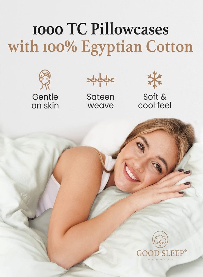 Good Sleep Bedding 1000 TC Sage Standard Pillowcases Set of 4 100% Egyptian Cotton Pillow Cases with Long Staple Cotton & Sateen Weave, Silky Soft Hotel - Like Bed Pillow Covers for Comfy Sleeping, Snug Fit - Image 4