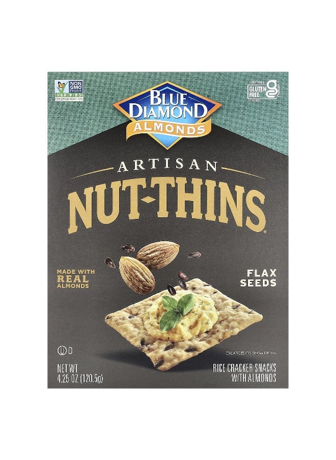 Blue Diamond Blue Diamond, Artisan Nut-Thins®, Rice Cracker Snacks with Almonds, Flax Seeds, 4.25 oz (120.5 g)  - Image 1